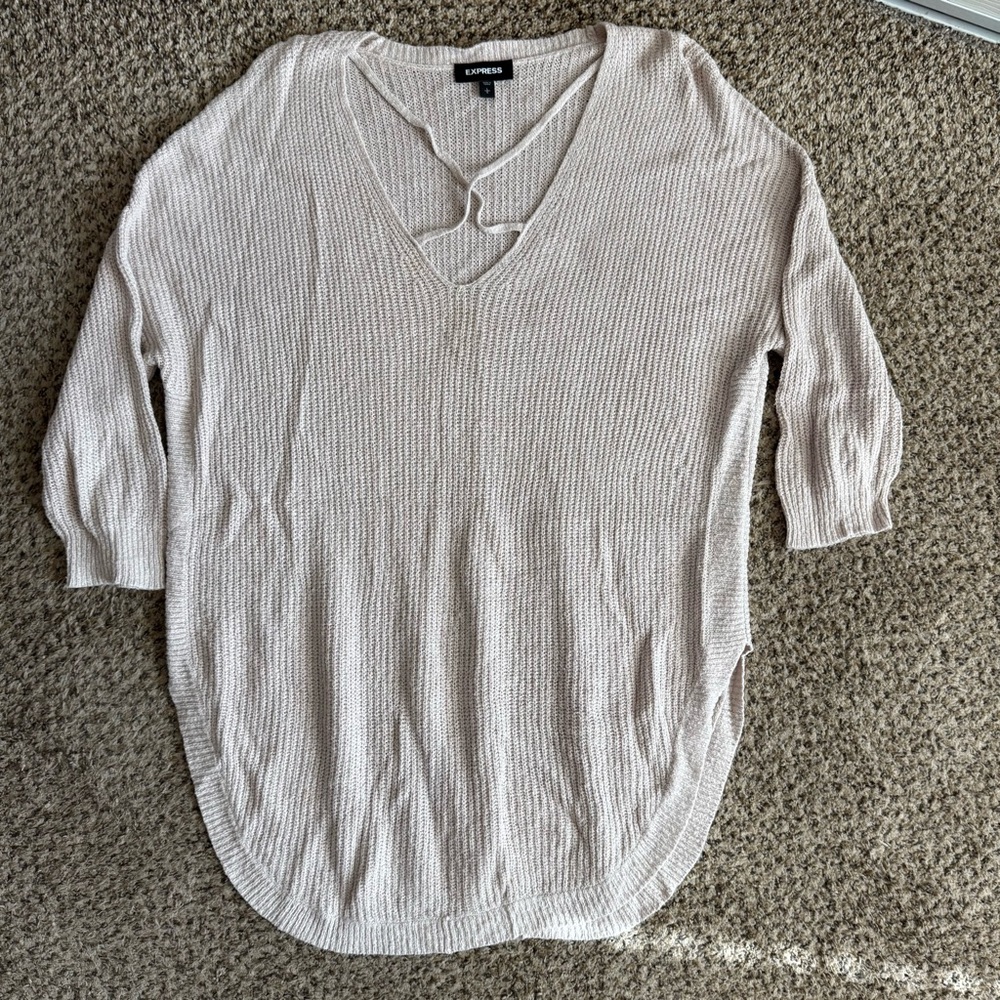Express - Women's Tunic Sweater - White - Size L